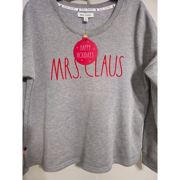 Rae Dunn Mrs Claus Sweatshirt Gray Red Christmas Holiday Size S NWT - Picture 3 of 8